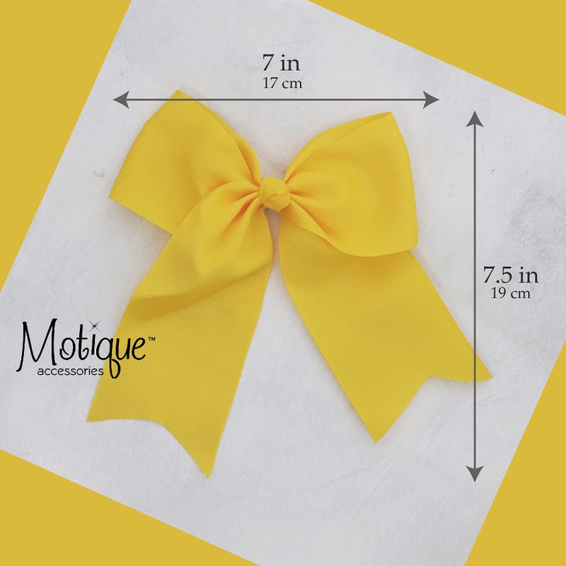 Motique Accessories Yellow Jumbo Bow Clip with Tails - Image 4